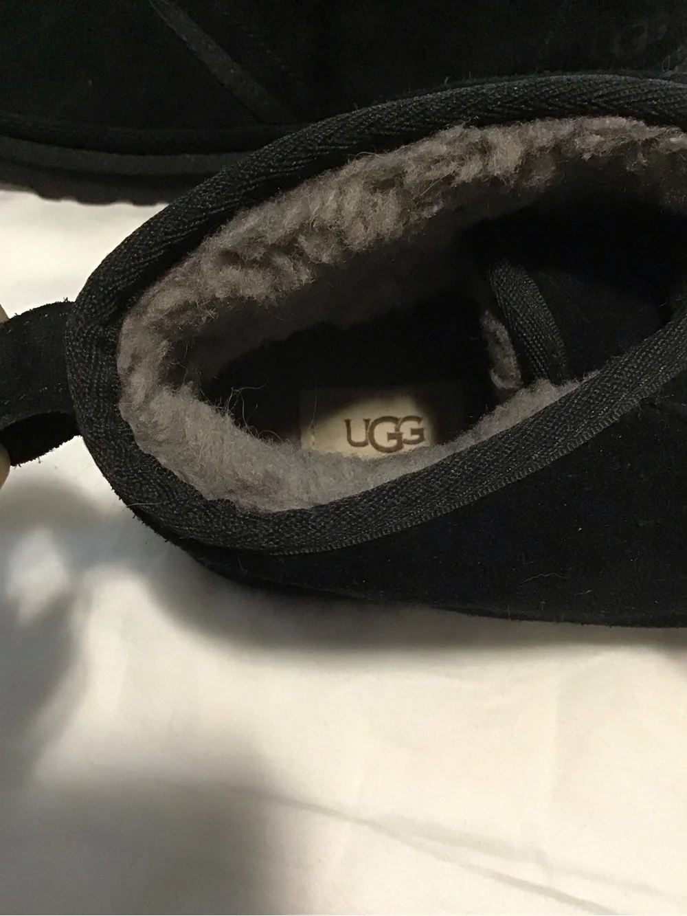 UGG Black Suede Lace-Up Shearling Ankle Shoes Size 11
